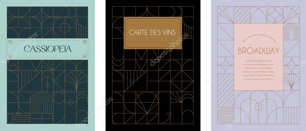 Art Deco frames minimalist collection. Modern minimal style illustrations. Elegant luxury borders and frames, vector templates design