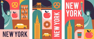 New York City, USA illustration, background, poster and banner design. Geometrical modern style concept vector illustration