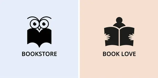 Libro Minimalista Logotipo Lectura Escritura Mínimos Símbolos Iconos Libros Estilo — Vector de stock