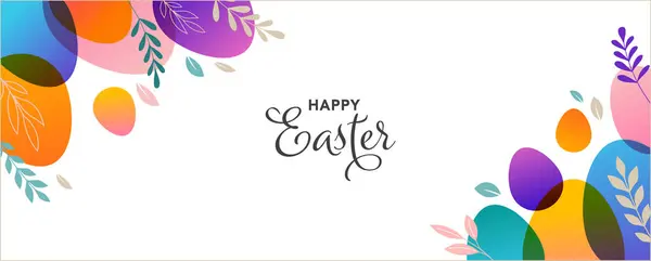 Modern Kleurrijk Concept Voor Pasen Happy Easter Achtergrond Met Bloemen Stockvector