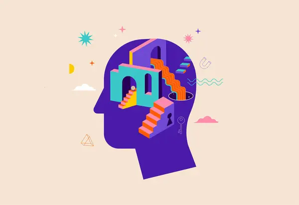 Σουρεαλιστικό Ψυχολογία Όνειρο Ψυχική Υγεία Εικόνα Έννοια Εγκέφαλος Νευροεπιστήμη Και Royalty Free Εικονογραφήσεις Αρχείου