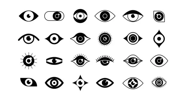 Colección Ojos Logotipos Símbolos Iconos Concepto Vector Ilustración — Archivo Imágenes Vectoriales