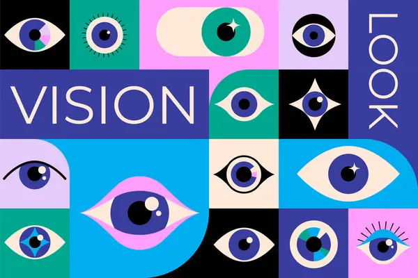 Coleção Logotipos Olhos Símbolos Ícones Ilustração Vetorial Conceitual — Vetor de Stock
