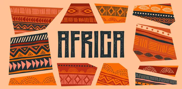 Design Conceito Dia África Banner Mês África Cartaz Com Padrões Gráficos De Vetores