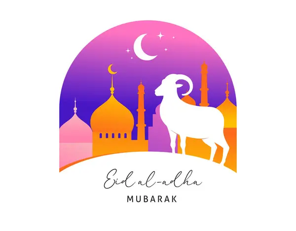 Diseño Eid Adha Celebración Fiesta Musulmana Sacrificio Fondo Colorido Con Ilustraciones de stock libres de derechos