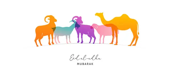Eid Adha Tervezése Muszlim Ünnep Megünneplése Áldozat Színes Háttér Iszlám Jogdíjmentes Stock Illusztrációk