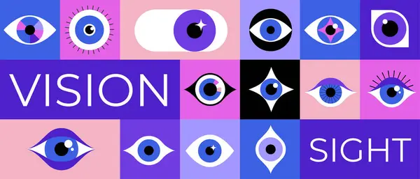 Insamling Ögon Logotyper Symboler Och Ikoner Begreppet Vektor Illustration — Stock vektor