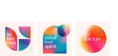 Renkli modern minimalist posterler, harfli baskılar, alıntılar. Grafik minimalist gradyan tarzı. Vektör tasarımı
