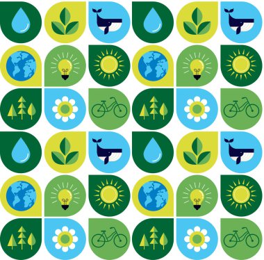 Çevresel kusursuz model tasarımı. Mutlu Dünya Günü, geometrik modern ekoloji çizimleri, çevresel koruma, Dünya gezegeni, yeşil ve sıfır atık kavramı tasarımı. Vektör