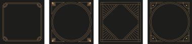 Art deco zarif çerçeve koleksiyonu. Lüks, minimalist, doğrusal sanat çerçeveleri, sınırlar. Vektör tasarımı