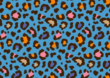 Leopar, Çita, vahşi hayvan deseni, kusursuz desen tasarımı. Leoparlar deri desenli renkli tasarım. Vektör illüstrasyonu