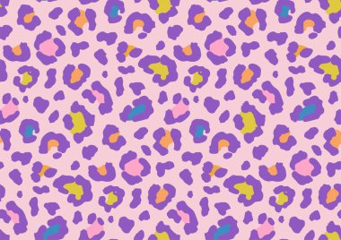 Leopar, Çita, vahşi hayvan deseni, kusursuz desen tasarımı. Leoparlar deri desenli renkli tasarım. Vektör illüstrasyonu
