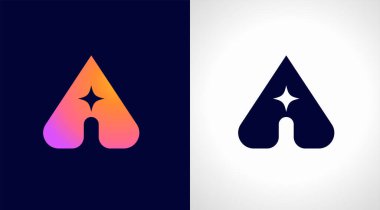 Yapay zeka logosu, yapay zeka modern gradyan simgesi. Renkli minimalist yıldız ve A ve I harfleri. Vektör konsepti tasarımı