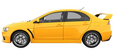 Car isolated - transparent glass - 3d rendering