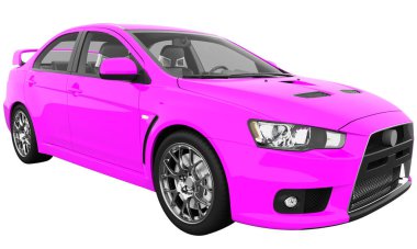 Car isolated - transparent glass - 3d rendering