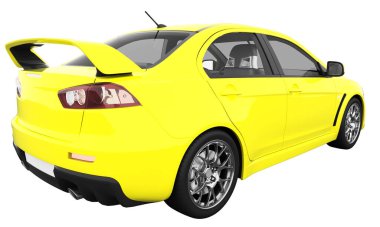 Car isolated - transparent glass - 3d rendering