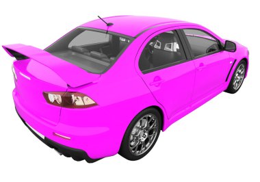 Car isolated - transparent glass - 3d rendering