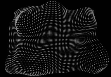 Halftone pattern overlay - 3d abstract shape design element - curved rectangle grid