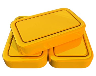 Gold bars blank stacked isolated - 3d rendering