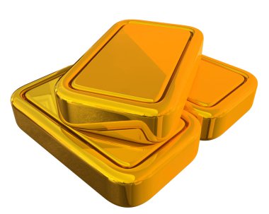 Gold bars blank stacked isolated - 3d rendering