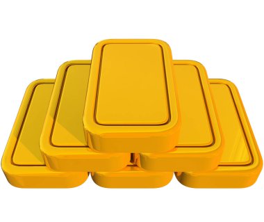 Gold bars blank stack isolated - 3d rendering