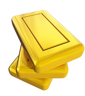 Gold bars blank stack isolated - 3d rendering