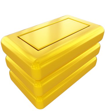 Gold bars blank stack isolated - 3d rendering