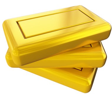 Gold bars blank stack isolated - 3d rendering