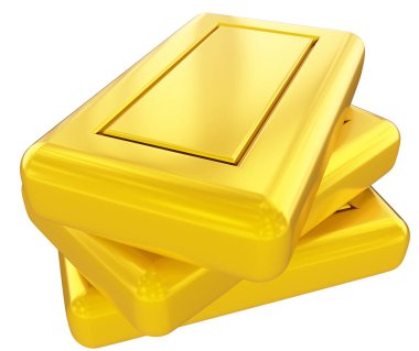 Gold bars blank stack isolated - 3d rendering