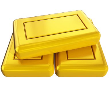 Gold bars blank stack isolated - 3d rendering