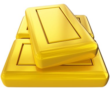 Gold bars blank stack isolated - 3d rendering
