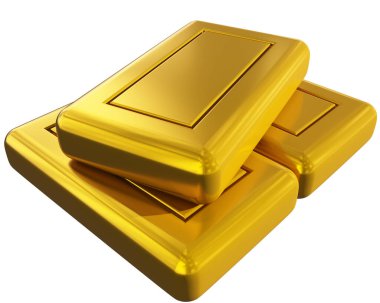 Gold bars blank stack isolated - 3d rendering