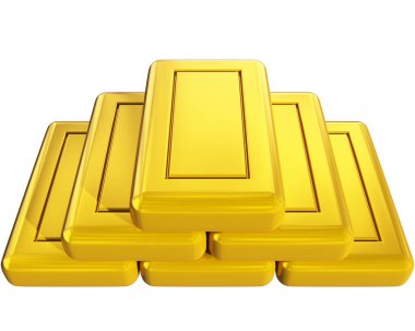 Gold bars blank stack isolated - 3d rendering