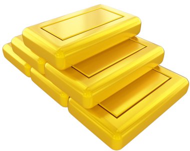 Gold bars blank stack isolated - 3d rendering