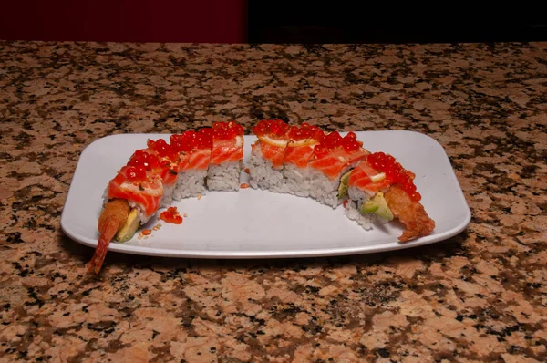 Cusine Japonaise Traditionnelle Authentique Connue Sous Nom Sushi Roll — Photo