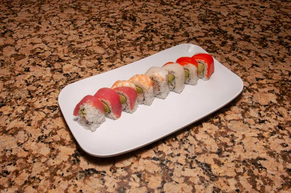 Cucina Giapponese Tradizionale Autentica Conosciuta Come Sushi Roll — Foto Stock