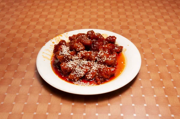 Geleneksel Otantik Çin Mutfağı Susamlı Tavuk Olarak Bilinir — Stok fotoğraf