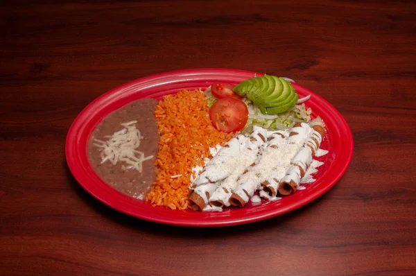 Délicieuse Cuisine Mexicaine Authentique Connue Sous Nom Flautas — Photo