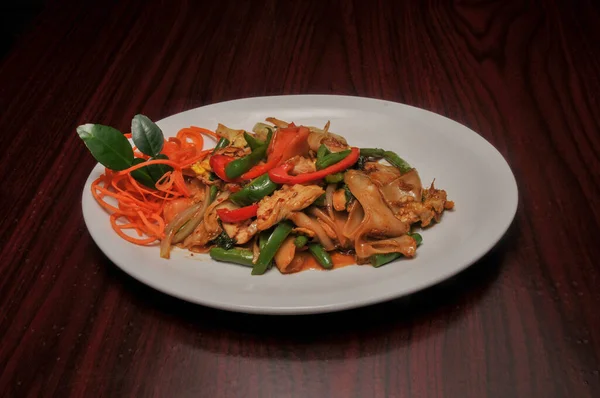 Pyszne Dania Kuchni Azjatyckiej Znany Jako Pad Thai Tofu — Zdjęcie stockowe