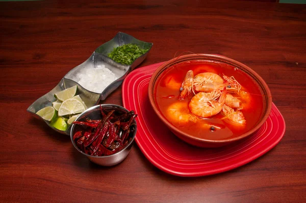 Delectable Delicious Mexican Seafood Cuisine Known Caldo Camaron — Stock Photo, Image