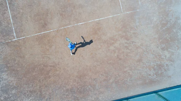 Luftaufnahme Des Tennisspiels Auf Dem Court Draufsicht — Stockfoto