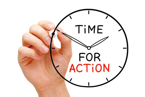 Dessin Main Une Horloge Avec Message Motivation Temps Action Écrit — Photo