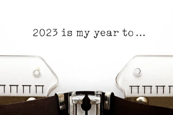 Концепція Мотиваційних Новорічних Резолюцій 2023 Року Надрукованим Повідомленням 2023 Мій — стокове фото