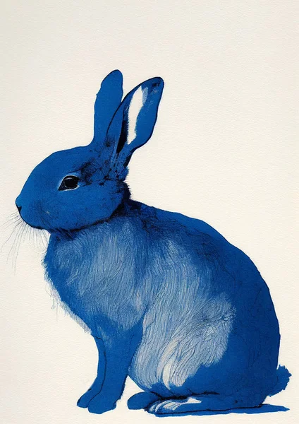 Cute Blue Rabbit Illustration — Stock fotografie