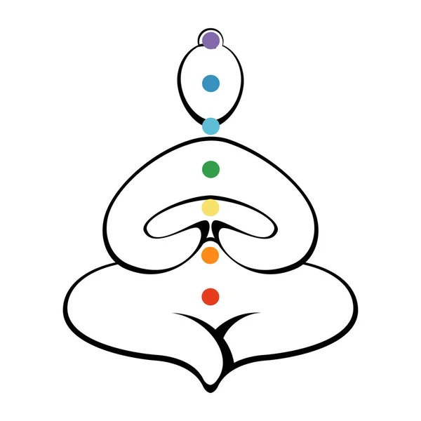 Contours Man Yoga Poses Chakra Colors White Background Trendy Idea — Stock Vector