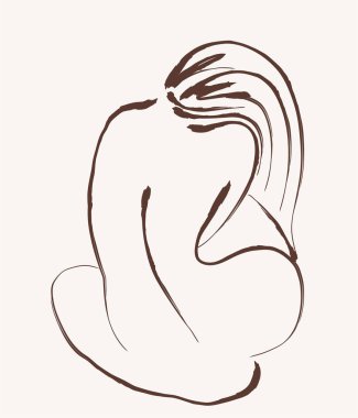 Logo tasarım elemanı. Kadınsı konsept çizimi. Düz stil hisse senedi taslağı. Kart, poster, afiş ve diğer kullanıcılar için Uluslararası Kadınlar Günü konsepti.