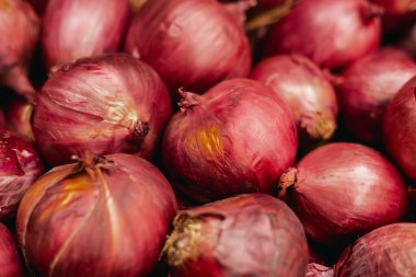 Küçük şehir pazarında taze sebzeler. Organik ürünler açık pazarda satılıyor. Taze ekin ve sebze hasadı satıyorum. Avrupa şehir merkezi. Kapatın. Dizinin bir parçası.