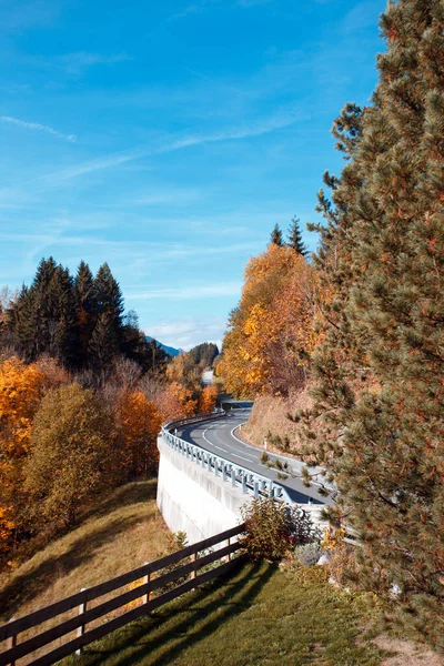 Krásná Krajina Horská Cesta Silnice Horách Rakouska Autum — Stock fotografie