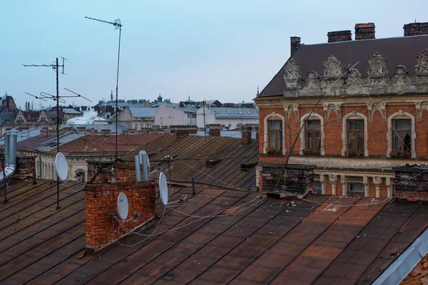 Pohled Střechy Lvova Ukrajina — Stock fotografie