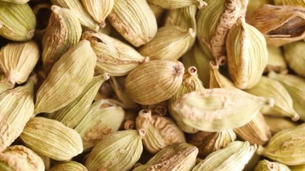 Top View Close Green Cardamom Seeds Rotating Background — Videoclip de stoc
